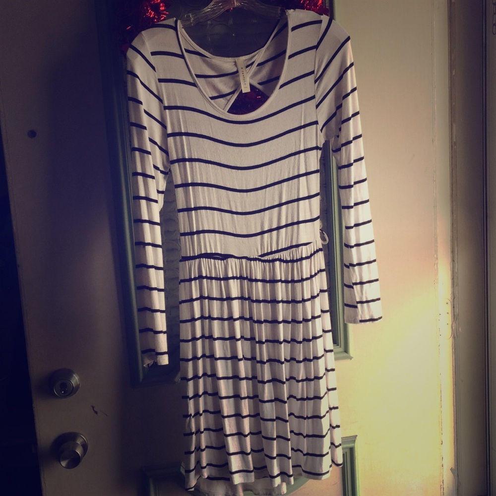 soft striped long sleeve dress